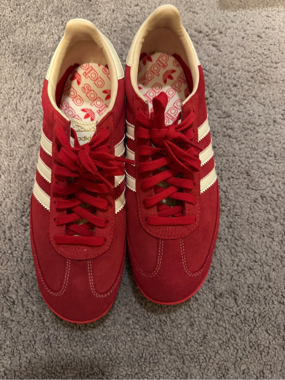 adidas SL 72 RS Red Suede Low-Top Sneakers with White Stripes